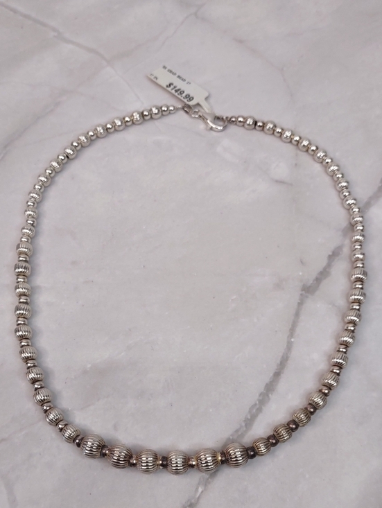 Jewelry - Sterling Silver Graduated Ribbed Bead Necklace